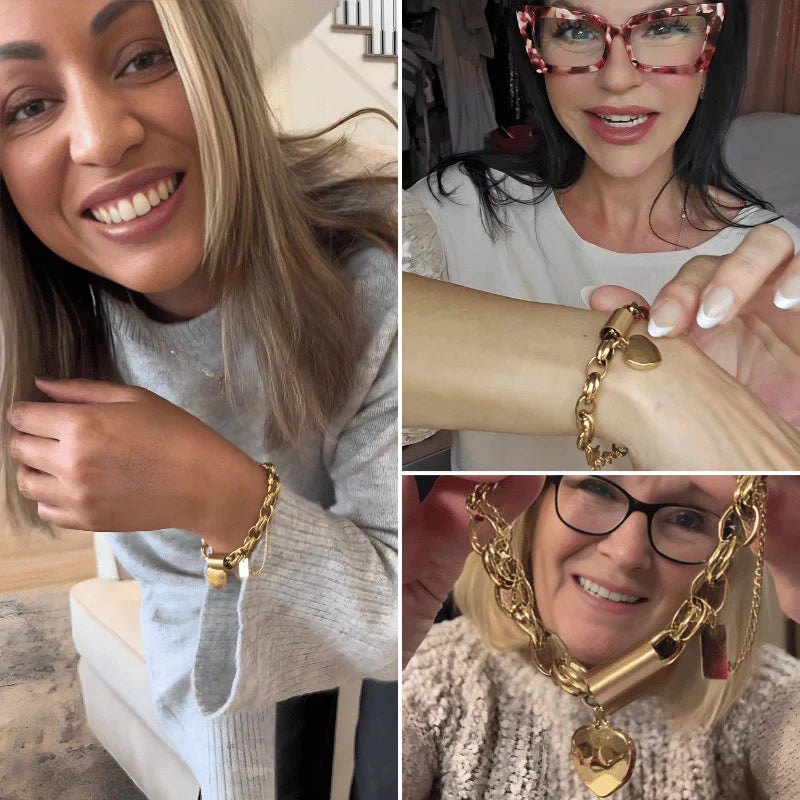 Srdcový Chunky Náramek | Zlato